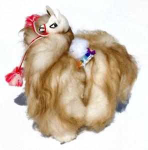 Peluche en alpaga avec longue fourrure Animal en peluche 19 cm Collection de décoration unique Figurines Cadeaux faits à la main pour enfants Jouets Poupées - Product Image 1