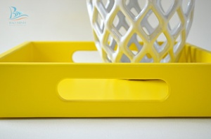 Plateau de service en laque jaune du Vietnam - Product Image 4