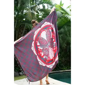 four unique color for women sarong Nice printed beachwear towel sarong for ladies 100% polyester swimwear size 60LX42W .