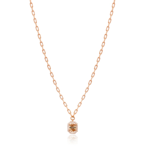 Orange Stone <b>925</b> Sterling <b>Silver</b> Jewelry Fashion Design Wholesale <b>Necklace</b> for Women Trendy - Product Image 1