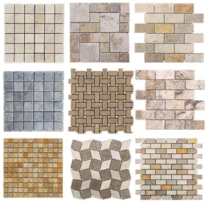 New Manufacturing Luxury Decoration Models Hot Sale Turkish Travertine Mosaic Tumbled from Turkey CEM-T-MOS-01-01