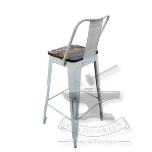 Taburete de bar con respaldo alto industrial Madera de metal recuperada para cocina de granja Hoteles Comedor Talleres al aire libre Escuelas Hospitales - Product Image 6