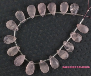 Piedra preciosa de cuarzo rosa natural en forma de pera con pulido en la parte posterior cruda y sin tratar hermosa piedra para hacer joyas rosas - Product Image 5