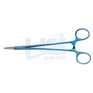 Porte-aiguille Mayo-Hegar Mâchoires droites en acier revêtues de titane Pince chirurgicale manuelle avec couleur plasma bleu - Product Image 1