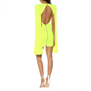 Abito Mini Elegante da Donna <span class=keywords><strong>con</strong></span> Maniche Lunghe Spaccate e Fascia, Stile Neon, per Ufficio - Product Image 2