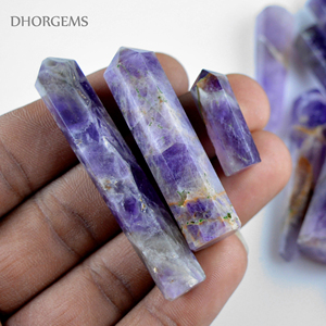 Amethyst <b>Crystal</b> Points Natural Quartz Tower Double Terminated <b>Wand</b> Polished Purple Gemstone Pencil Points Healing <b>Crystals</b> Bulk - Product Image 3
