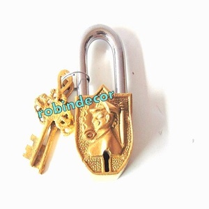 Serrures à cadenas en laiton tibétain Vintage Unique finition Antique Style victorien Puzzle Design pour l'ancienne Architecture bouddhiste décorative - Product Image 2