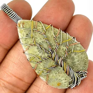 925 plata esterlina Coral colgante joyería increíble bisel ajuste incrustaciones tecnología - Product Image 1