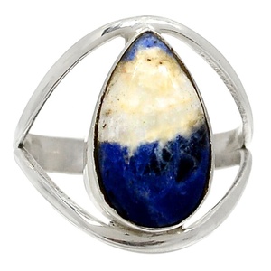 Cabochons de sodalite 925 bague de mariage en argent sterling massif pierre de sodalite naturelle bonne qualité bague pliée pour bague sodalite - Product Image 1