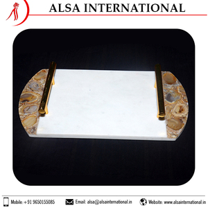 Planche à découper de cuisine en marbre et métal fabricant de marbre blanc naturel taille personnalisée 20mm - Product Image 4