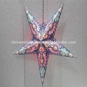 Multi colores flor pantalla impresa papel estrella lámparas/linternas para Navidad exportador mayorista de la India - Product Image 4
