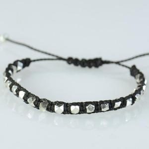 Faceted sterling silver beads - <b>adjustable</b> <b>bracelet</b> - Product Image 1