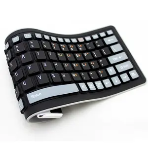 Flexible y plegable impermeable OEM Idioma USB teclado de silicona con cable