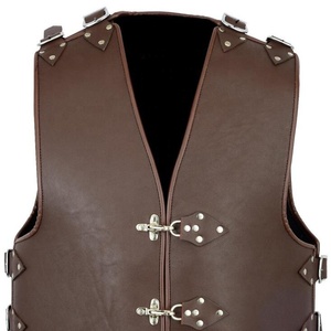 Chaleco de motorista de cuero genuino hecho a mano, hecho con SCG-031B de 3mm de espesor - Product Image 1