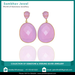 Best Price Solid 925 Sterling <b>Silver</b> Gold Plated Natural Pink Rose Gemstone <b>Earring</b> Women Wedding Wholesale Price Online Sale - Product Image 5