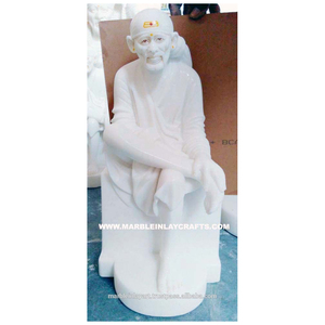Statue de Sai Baba en marbre blanc - Product Image 1