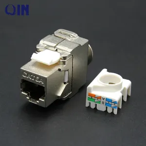 Zinc Alloy CAT6A 180 degree RJ45 PTP/STP Toolless Keystone Jack