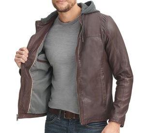 Veste de sport de style motard en cuir véritable classique confortable veste de moto à fermeture éclair centrale à la mode et élégante - Product Image 5