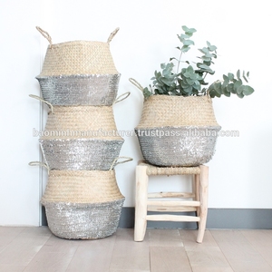 Seagrass Belly ตะกร้าด้านล่างเงินเลื่อมจากเวียดนาม - Product Image 4