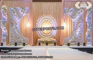 Musulmán Walima Golden Stage Setup Trendy Tradicional Look Wedding Stage Classy Wedding Conventional Stage Set Australia - Product Image 5