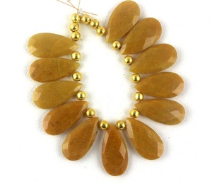 ลูกปัดบริโอเลตต์ทรงลูกแพร์อะเวนจูรีนสีเหลืองธรรมชาติแท้ - Product Image 3