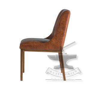 Silla de comedor de respaldo largo de cuero Vintage - Product Image 4