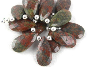 Haute qualité à la main Briolette à facettes poire vert naturel Unakite jaspe perles de pierres précieuses pour la fabrication de bijoux en gros - Product Image 2