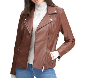 Haute qualité personnalisé motard Streetwear course veste en cuir pour les femmes fermeture éclair détail vraie peau de mouton mode Fit - Product Image 2