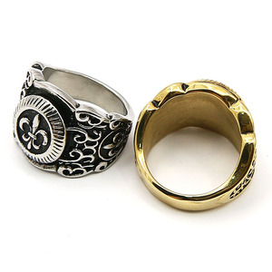 Acero inoxidable caliente retro Cuervo Cruz anillo de la flor de mariposa - Product Image 6