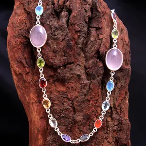 Collar de curación de la cadena de 7 chakra 9 chakra reiki collar Collar de plata de ley 925 - Product Image 1
