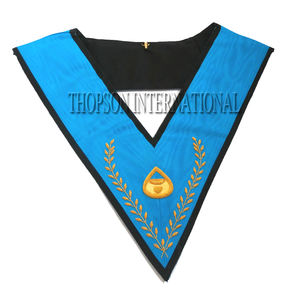 4th Degree Scottish Rite Officer Collar Hand Embroidered Leather Fabric with Cross-Stitching & <b>Needlework</b> for Masonic Regalia - Product Image 3