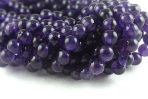 Pierre précieuse d'améthyste violette naturelle de bonne qualité 1 brin faisant des bijoux faits à la main perles rondes lisses en gros - Product Image 5