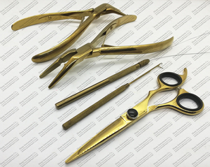 Professional Stainless Steel <b>Micro</b> <b>Bead</b> <b>Hair</b> <b>Extensions</b> Kits with Golden Color 7 Inches - Product Image 3