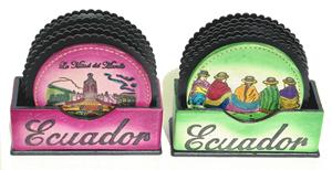 Posavasos de diseño bohemio indio étnico hechos a mano conjunto de decoración de mesa de bebida de cuero clásico coleccionable decoración del hogar estatua arte - Product Image 2