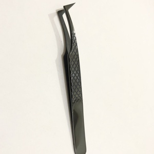 Pince à épiler professionnelle d'extension de cils en acier inoxydable noir plasma méga volume fibre durable pointue pour une utilisation de marque privée - Product Image 4