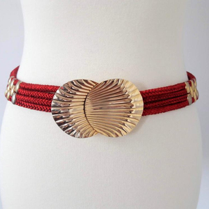 Cinturón vintage de cuerda / Magia hecha a mano en rojo y dorado - Product Image 1