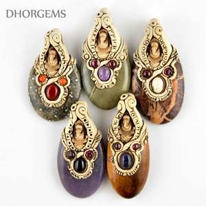 Pendentif en pierre précieuse fait à la main, 1 pièce, en argile polymère, pour bijoux en céramique - Product Image 2