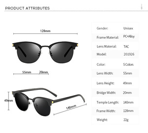 Historia WD201926 marco medio de Europa con espejo gafas de sol polarizadas, los hombres y las mujeres UV400 CE - Product Image 6