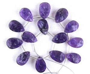 Face arrière du vernis en forme de poire, améthyste naturelle brute, qualité supérieure, 1 brin, février, anniversaire, dos plat brut - Product Image 1