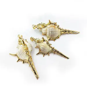 Nautical Ocean Sea Shell Conch pendant Charms gold plated sea snail for Jewelry making accessories DIY