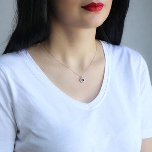 <b>Black</b> Zircon Rounded Design <b>Pendant</b> Turkish Wholesale Sterling Silver Jewelry Online for Women - Product Image 2