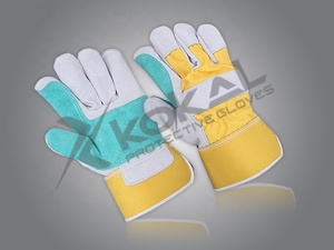 Gant de gréement en cuir de vache Gant en coton à rayures/Gants de travail 707 - Product Image 6