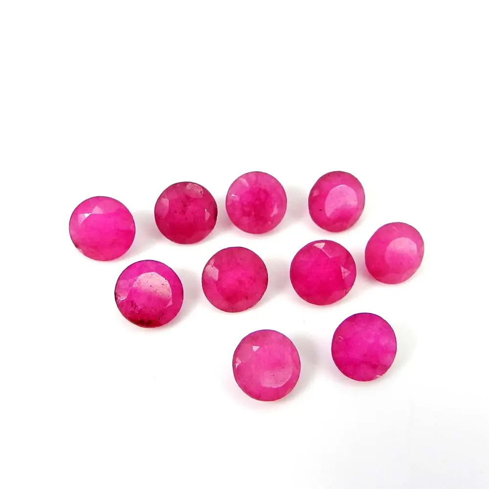10 Buah Grosir Ruby India 6Mm Potongan Bulat 8.20 Cts Batu Permata Longgar untuk Perhiasan