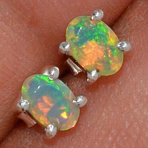 2025 New Arrival 925 Sterling Silver Ethiopian <b>Opal</b> Gemstone Stud <b>Earrings</b> For Beautiful Women ODM OEM Wholesale Jewelry - Product Image 1