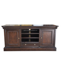 Soporte de TV Credenza de madera de teca de estilo tradicional colonial para sala de estar, muebles para el hogar, Color oscuro