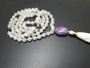 Collar de piedra lunar hecho a mano estilo bohemio 108, collar de piedra lunar para Yoga, joyería de piedras preciosas largas para regalos o fiestas - Product Image 4