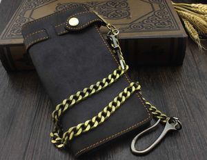 Nero <span class=keywords><strong>Chiusura</strong></span> <span class=keywords><strong>A</strong></span> <span class=keywords><strong>Scatto</strong></span> Bifold Personalizzato Stampa Del Raccoglitore/Genuino del Motociclista Degli Uomini <span class=keywords><strong>Portafoglio</strong></span> in pelle Con Catena