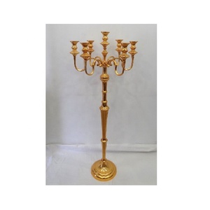 Candelabro de lujo para decoración del hogar, accesorio decorativo de metal chapado en oro para boda, Estilo clásico - Product Image 1
