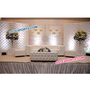 Panel de cuero para bodas estilo occidental, blanco, capitoné, romántico, para escenario de bodas y eventos en Carolina del Norte - Product Image 1