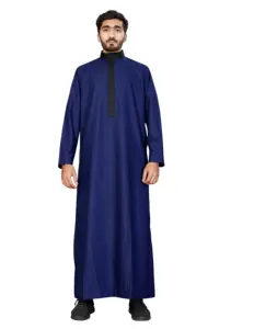 Uso Diário Cor Azul Royal Importado Qualidade Thobe Para Homens Jubba